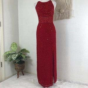 Sean Collection 90s vintage beaded silk chiffon formal maxi gown size M